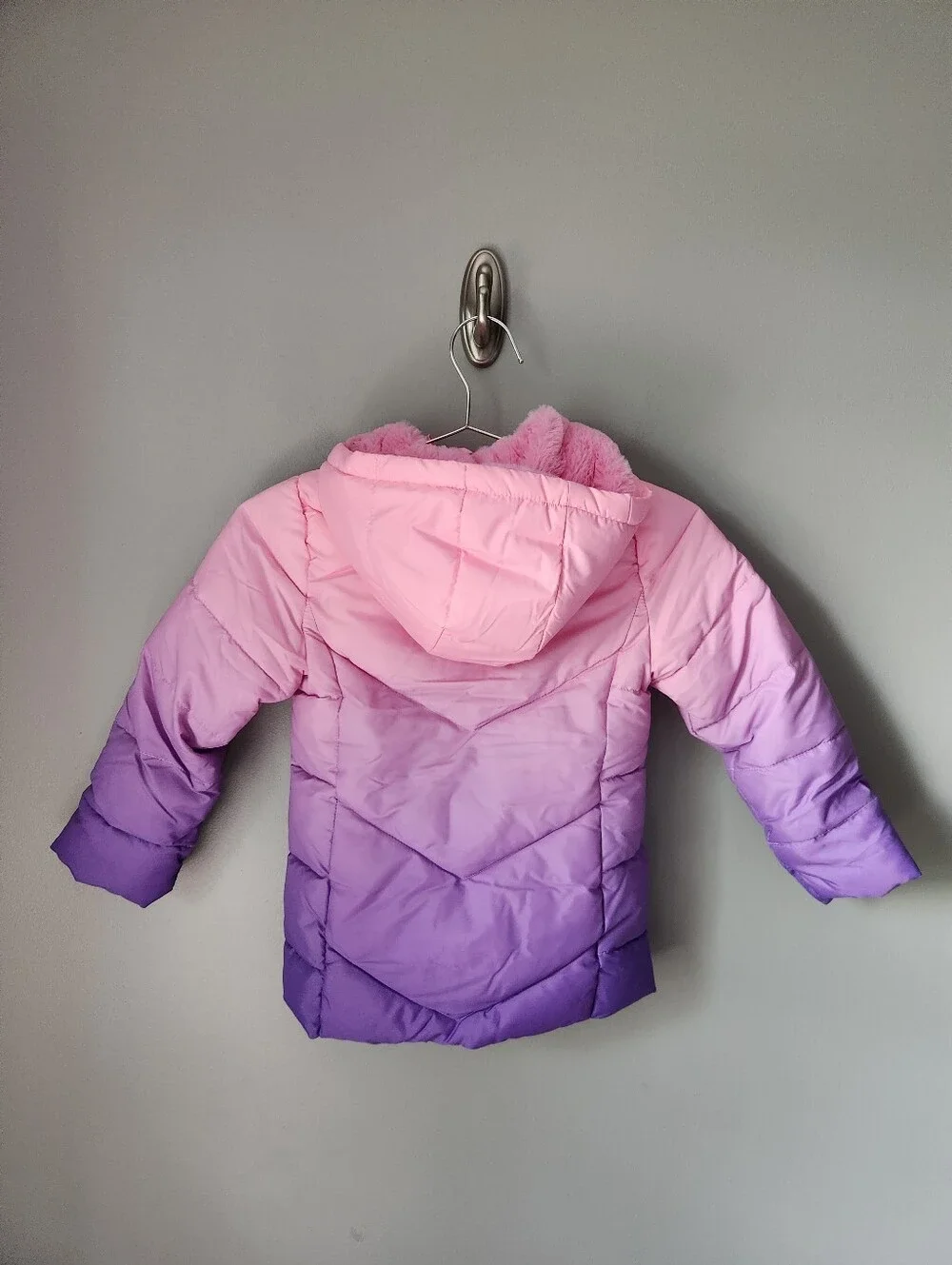 SwissTech Pink Purple Ombre Puffer Coat Girls Size XS 4/5 NWOT